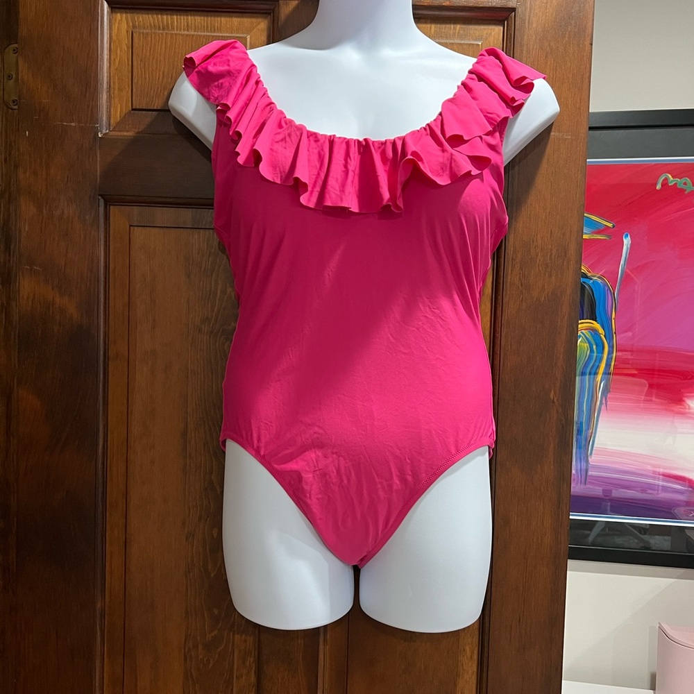 J Crew size 16 ruffled one piece bathing suit